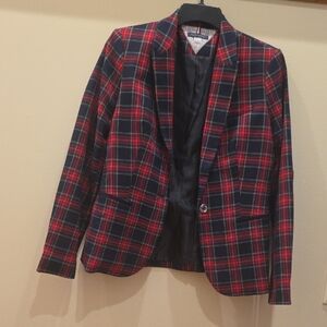 Tommy Hilfiger Red and Blue Plaid Blazer